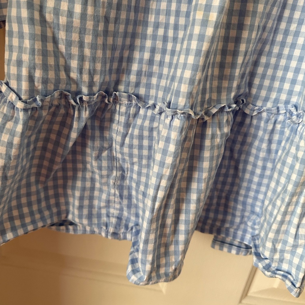 Crown & Ivy Gingham Blue & White Ruffle Dress - Picture 3 of 10